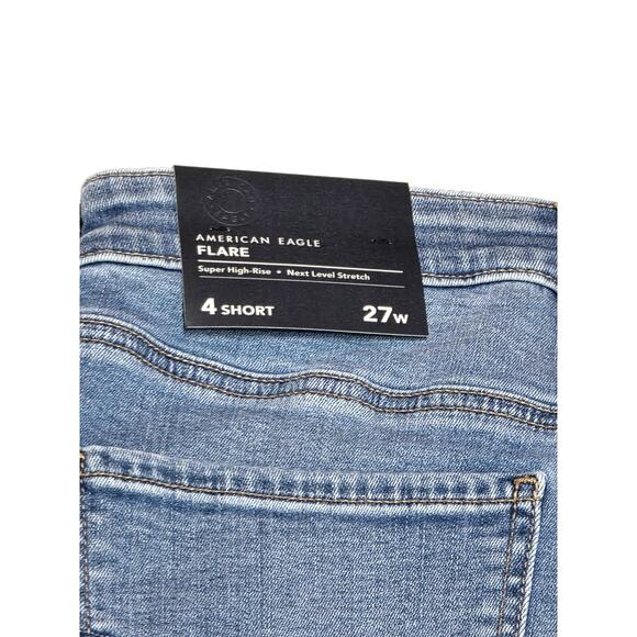 American Eagle Flare jeans super high rise 4 short next level stretch NWT - Picture 6 of 7